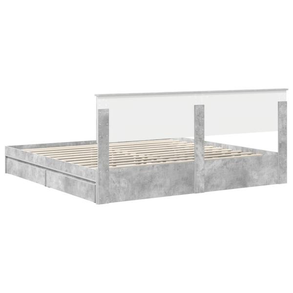 Bettrahmen mit Schubladen Beton Grau 200 x 200 cm Holzwerkstoff