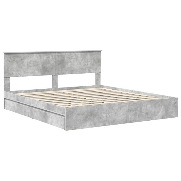 Bettrahmen mit Schubladen Beton Grau 180 x 200 cm Holzwerkstoff
