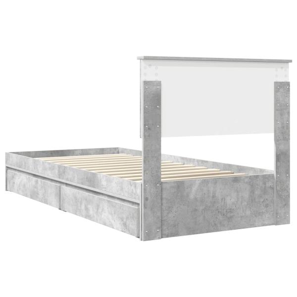 Bettrahmen mit Schubladen Beton Grau 90 x 200 cm Holzwerkstoff