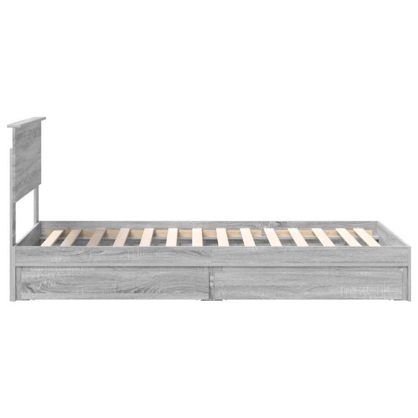 Bettrahmen mit Kopfteil Graues Sonoma 90 x 190 cm Holzwerkstoff