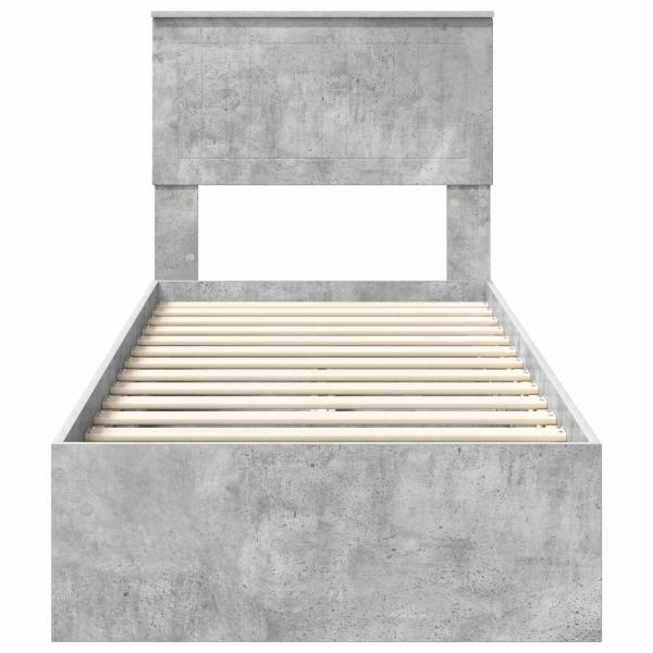 Bettrahmen mit Schubladen Beton Grau 75 x 190 cm Holzwerkstoff