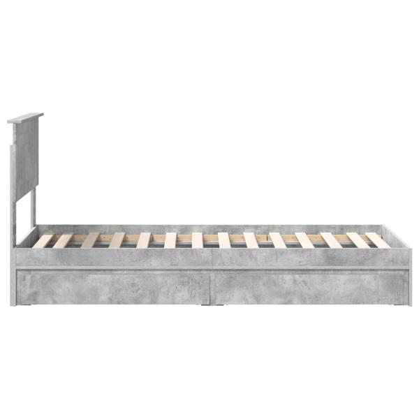 Bettrahmen mit Schubladen Beton Grau 75 x 190 cm Holzwerkstoff