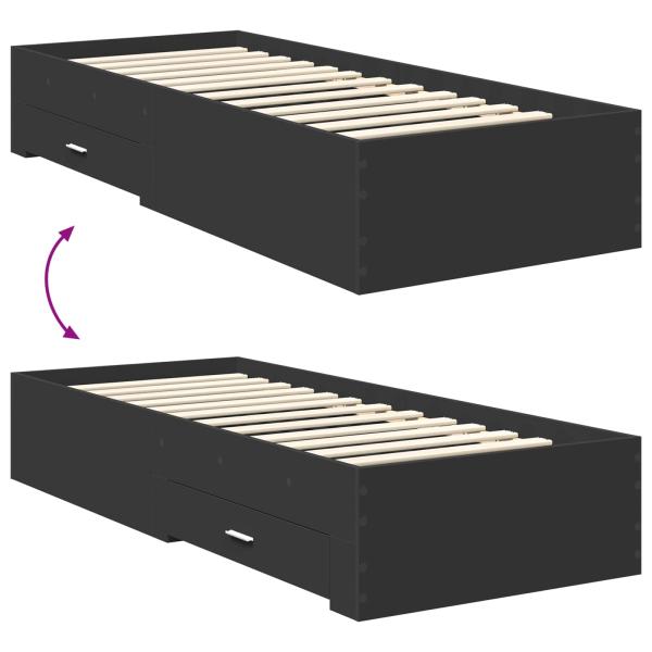 Bettrahmen Schwarz und Silber 75 x 190 cm Holzwerkstoff