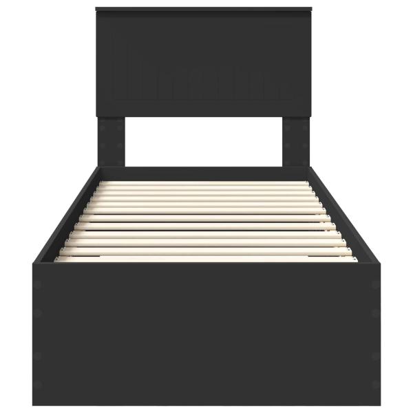 Bettrahmen Schwarz und Silber 75 x 190 cm Holzwerkstoff