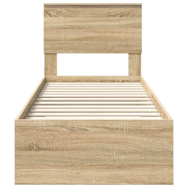 Bettrahmen Sonoma Eiche und Silber 75 x 190 cm Holzwerkstoff