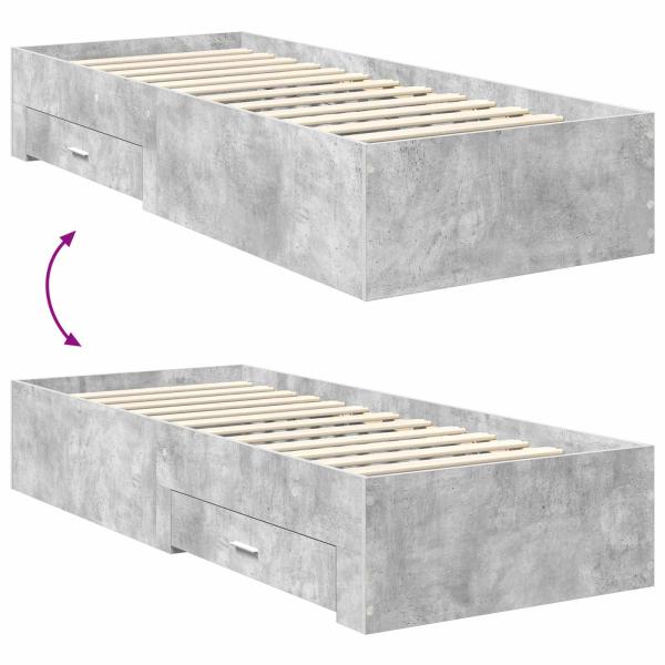 Bettrahmen Beton Grau und Silber 75 x 190 cm Holzwerkstoff