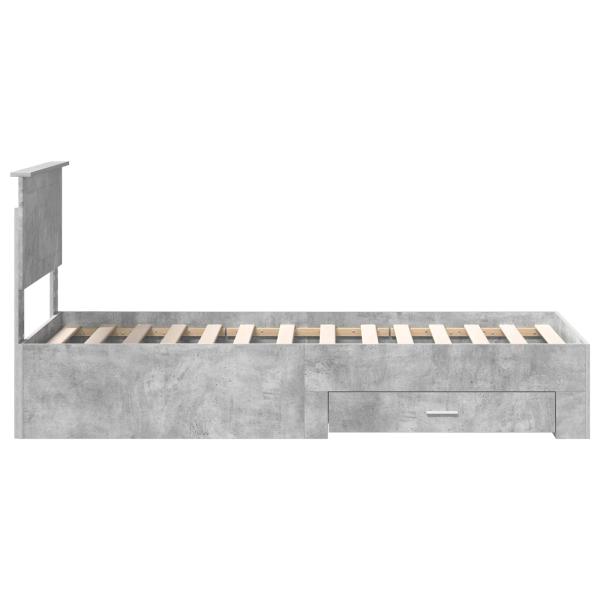 Bettrahmen Beton Grau und Silber 75 x 190 cm Holzwerkstoff