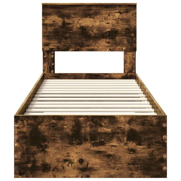 Bettrahmen Rauchige Eiche und Silber 75 x 190 cm Holzwerkstoff