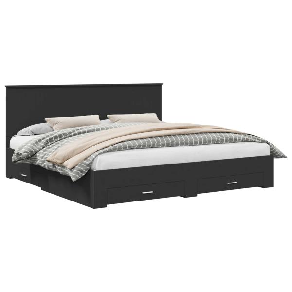 Bettrahmen Schwarz und Silber 200 x 200 cm Holzwerkstoff