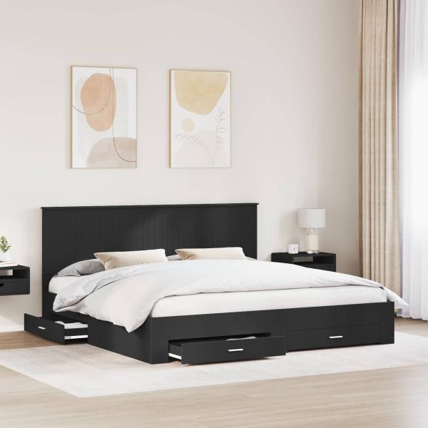 Bettrahmen Schwarz und Silber 200 x 200 cm Holzwerkstoff