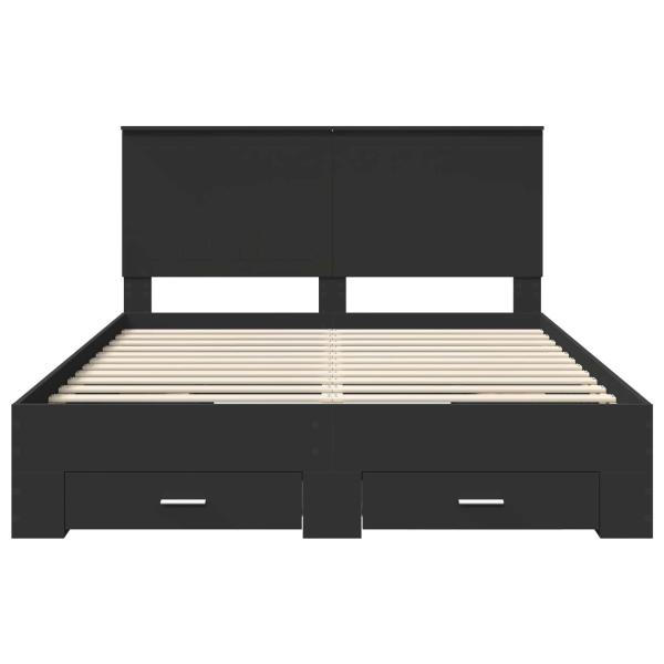 Bettrahmen Schwarz und Silber 150 x 200 cm Holzwerkstoff