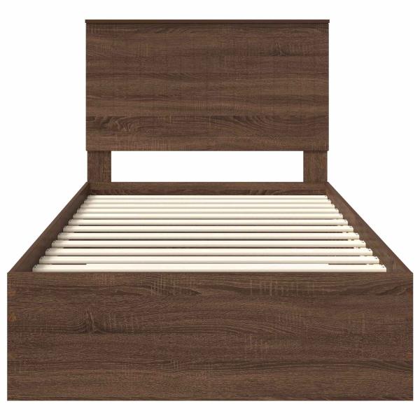 Bettrahmen Braune Eiche und Silber 100 x 200 cm Holzwerkstoff