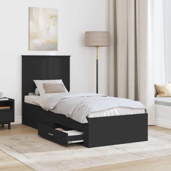 Bettrahmen Schwarz und Silber 75 x 190 cm Holzwerkstoff