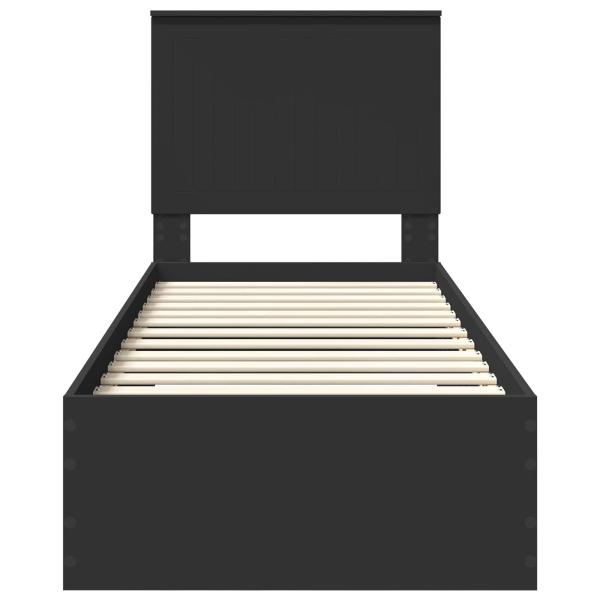 Bettrahmen Schwarz und Silber 75 x 190 cm Holzwerkstoff