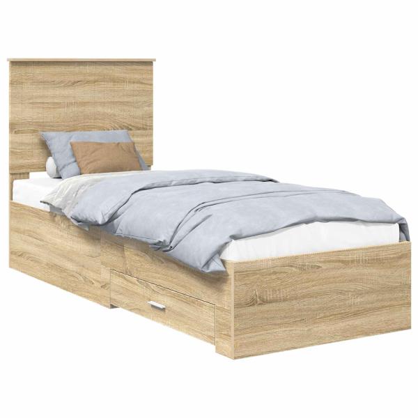 Bettrahmen Sonoma Eiche und Silber 75 x 190 cm Holzwerkstoff