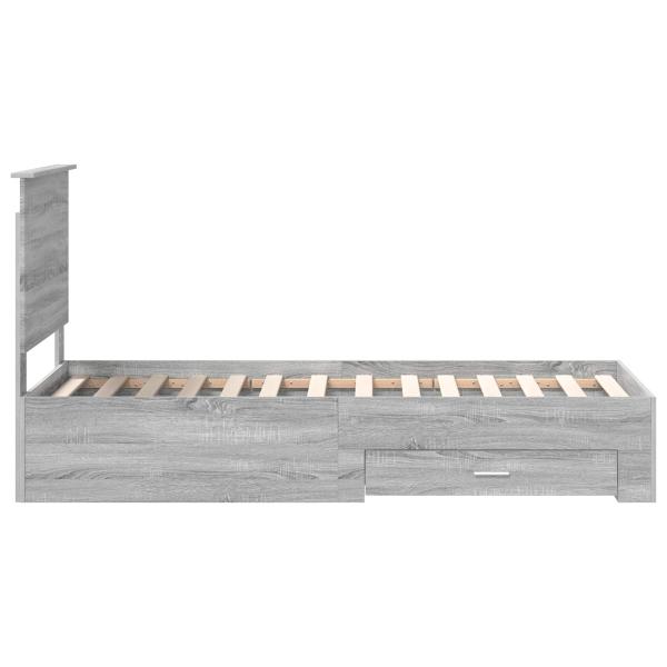 Bettrahmen Graue Sonoma und Silber 75 x 190 cm Holzwerkstoff