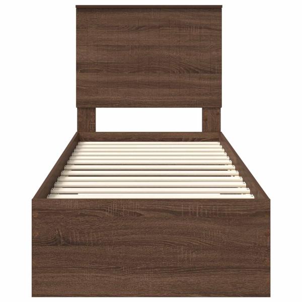 Bettrahmen Braune Eiche und Silber 75 x 190 cm Holzwerkstoff