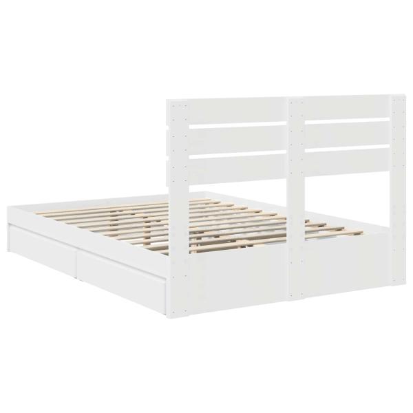 Bettrahmen mit Schubladen Weiß 150 x 200 cm Holzwerkstoff
