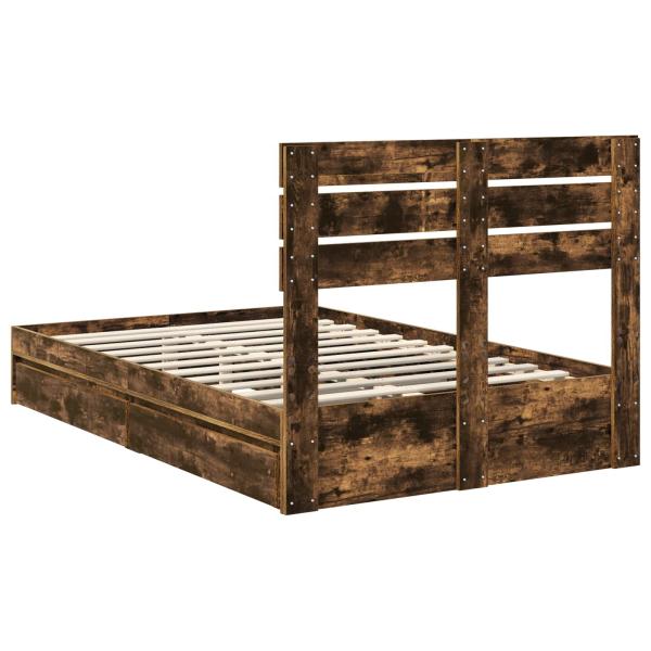 Bettrahmen Geräucherte Eiche 135 x 190 cm Holzwerkstoff