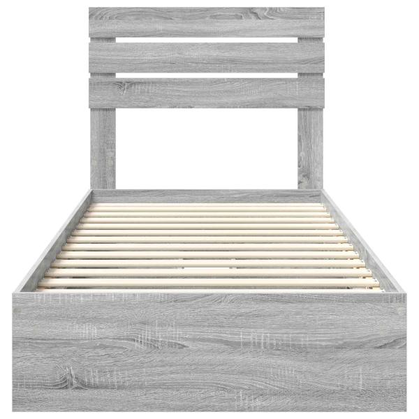 Bettrahmen mit Kopfteil Graues Sonoma 90 x 200 cm Holzwerkstoff