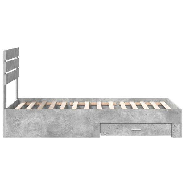 ARDEBO.de - Bettrahmen Beton Grau und Silber 75 x 190 cm Holzwerkstoff