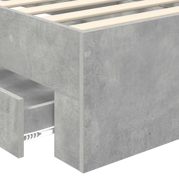 Bettrahmen Beton Grau und Silber 75 x 190 cm Holzwerkstoff