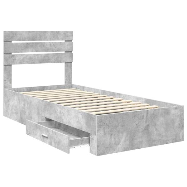 Bettrahmen Beton Grau und Silber 75 x 190 cm Holzwerkstoff