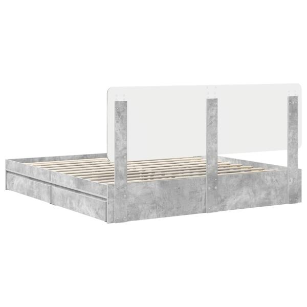 Bettrahmen mit Schubladen Beton Grau 180 x 200 cm Holzwerkstoff