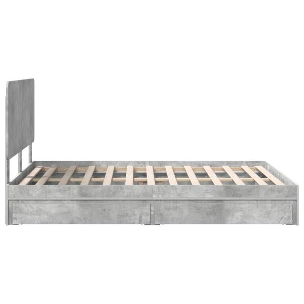 Bettrahmen mit Schubladen Beton Grau 150 x 200 cm Holzwerkstoff