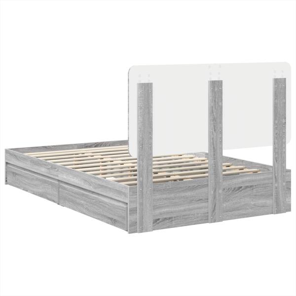 Bettrahmen Graues Sonoma 135 x 190 cm Holzwerkstoff