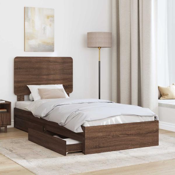 Bettrahmen Braun Eichen-Optik 100 x 200 cm Holzwerkstoff