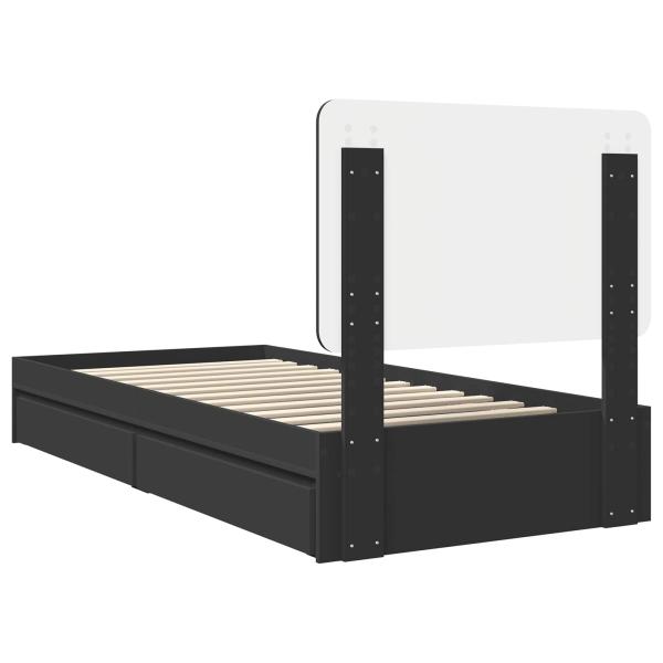Bettrahmen mit Schubladen Schwarz 90 x 190 cm Holzwerkstoff