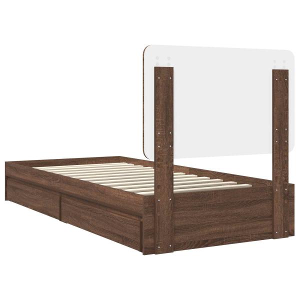 Bettrahmen Braun Eichen-Optik 75 x 190 cm Holzwerkstoff