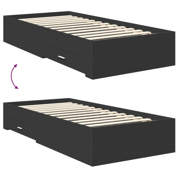 Bettrahmen mit Schubladen Schwarz 75 x 190 cm Holzwerkstoff
