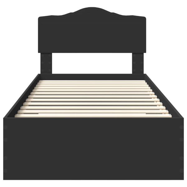 Bettrahmen mit Schubladen Schwarz 75 x 190 cm Holzwerkstoff
