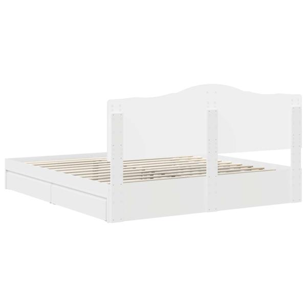 Bettrahmen mit Schubladen Weiß 200 x 200 cm Holzwerkstoff