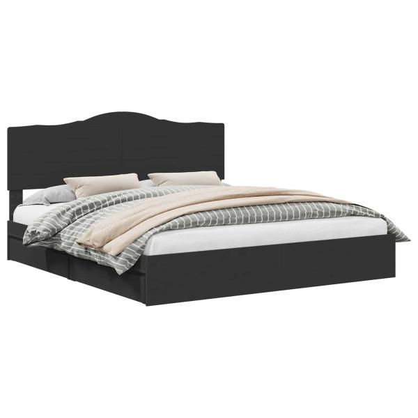 Bettrahmen mit Schubladen Schwarz 200 x 200 cm Holzwerkstoff