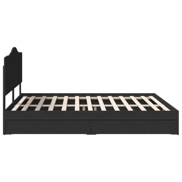 Bettrahmen mit Schubladen Schwarz 200 x 200 cm Holzwerkstoff