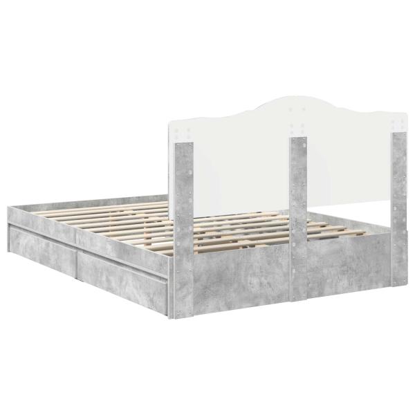 Bettrahmen mit Schubladen Beton Grau 150 x 200 cm Holzwerkstoff