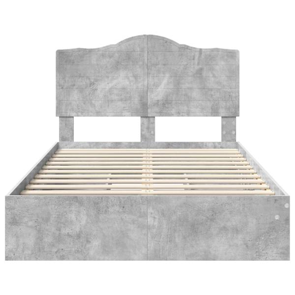 Bettrahmen mit Schubladen Beton Grau 135 x 190 cm Holzwerkstoff