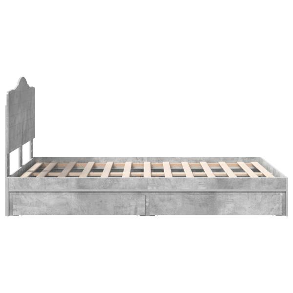 Bettrahmen mit Schubladen Beton Grau 135 x 190 cm Holzwerkstoff