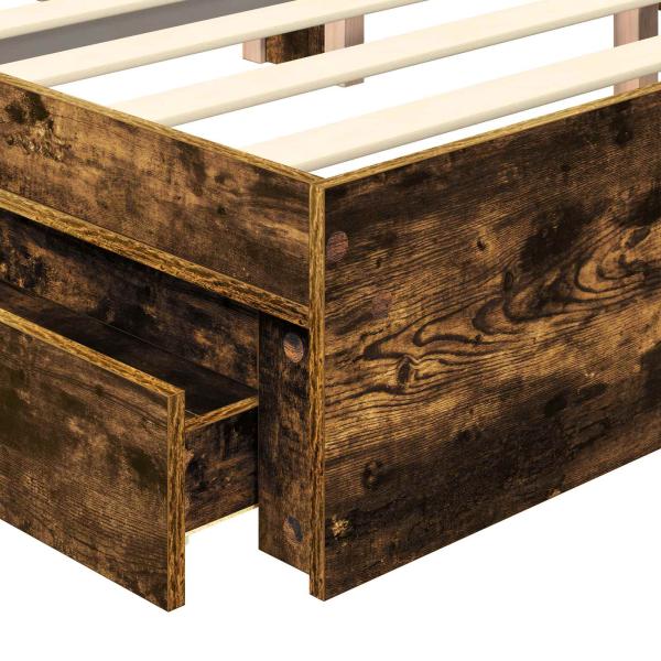 Aufbewahrungsbett Geräucherte Eiche 135 x 190 cm Holzwerkstoff