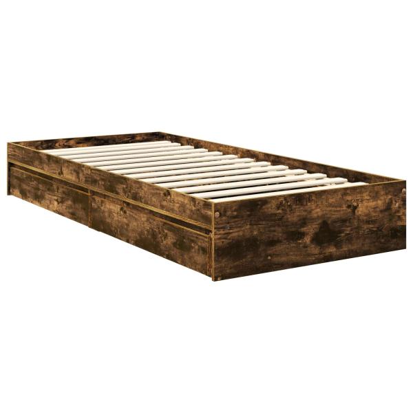 ARDEBO.de - Bettrahmen Geräucherte Eiche 90 x 190 cm Holzwerkstoff