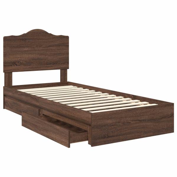 Bettrahmen Braun Eichen-Optik 75 x 190 cm Holzwerkstoff