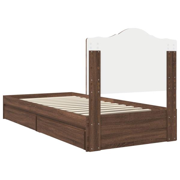 Bettrahmen Braun Eichen-Optik 75 x 190 cm Holzwerkstoff
