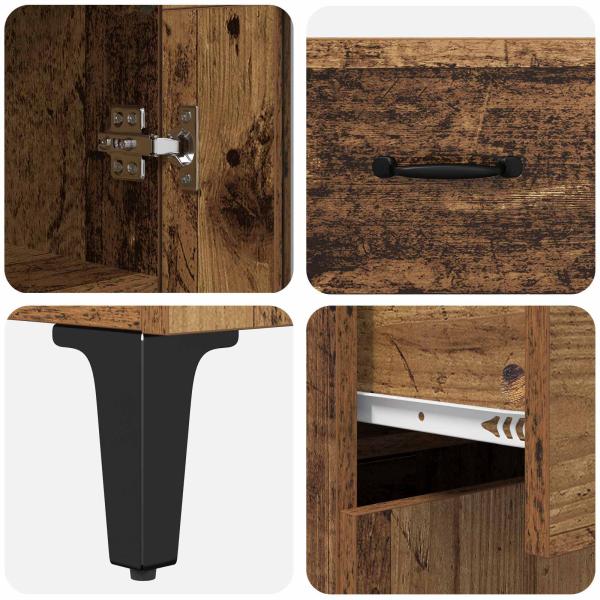 Highboard Wandmontiert Altholz 69,5 x 34 x 180 cm Holzwerkstoff