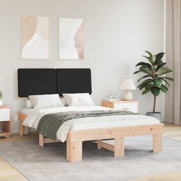 ARDEBO.de - Bettgestell mit gepolstertem Kopfteil Schwarz 120 x 200 cm