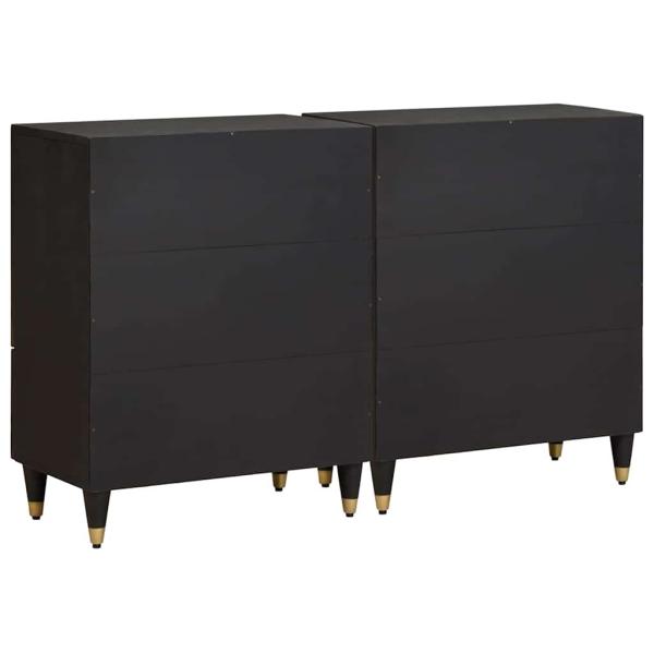 Sideboard 2 pcs Schwarz 60 x 33 x 75 cm Massivholz Mango