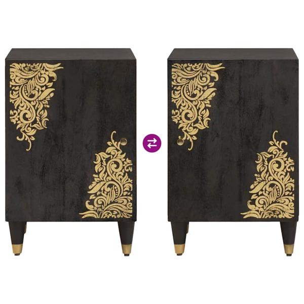 Badezimmerschrank-Set mit Tür 4 pcs Schwarz Massivholz Mango