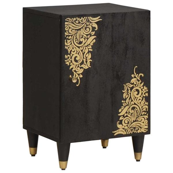 Badezimmerschrank-Set mit Tür 5 pcs Schwarz Massivholz Mango